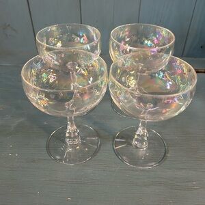 Vintage Fostoria Iridescent Coupe Glasses - Set of 4